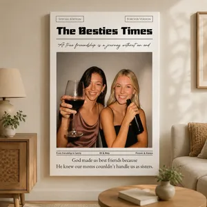 Newspaper The BFF Times - Upload Best Friend, Bestie Photo - Personalized Photo Poster/Canvas - Gift For Friend