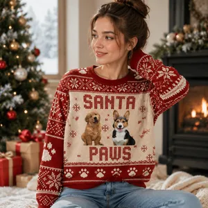 Custom Pet Portrait Ugly Christmas Sweater - Personalized Animal Lover Gift