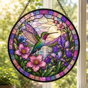 Custom Photo Portrait Family - Personalized Stained Glass Window Hanging Suncatcher