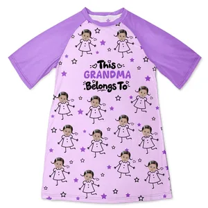 Custom Photo This Grandma Mom Belongs To Kids Pet - Personalized Women's Sleep Tee