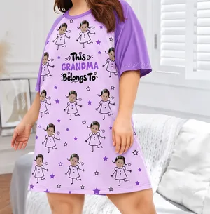 Custom Photo This Grandma Mom Belongs To Kids Pet - Personalized Women's Sleep Tee