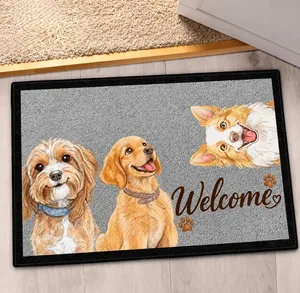 Custom Photo Colored Pencil Sketch Pet Dog Cat Portrait Welcome Home - Personalized Doormat