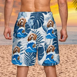 Custom Photo Funny Family Pet Face - Gift For Couples, Best Friends, Siblings, Dog And Cat Lovers - Personalized Custom Unisex Beach Shorts
