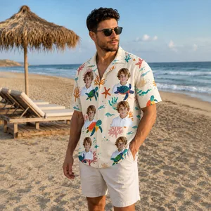 Coral Reef Sea Turtle Beach Shirt - Personalized Portrait Hawaiian Shirt, Custom Photo Summer Outfit