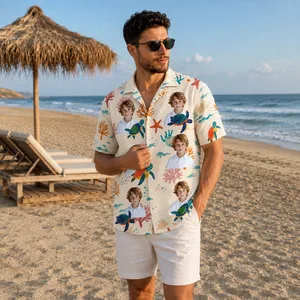 Coral Reef Sea Turtle Beach Shirt - Personalized Portrait Hawaiian Shirt, Custom Photo Summer Outfit