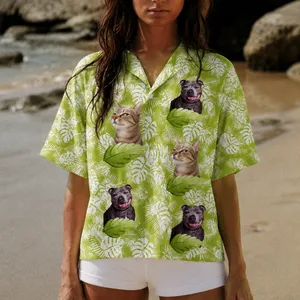 Custom Pet Photo Hawaiian Shirt, Personalized Dog Cat Aloha Shirt, Tropical Jungle Pet Portrait Shirt, Funny Animal Lover Gift, Custom Pet Vacation Shirt