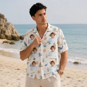 Personalized Photo Hawaiian Shirt Under the Sea Custom Name Beach Holiday Outfit