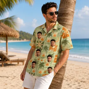 Retro Sunset Tropical Vacation Shirt - Personalized Custom Face Hawaiian Shirt