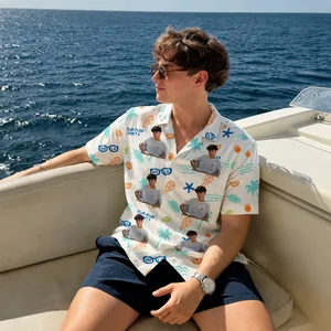 Personalized Custom Portrait Hawaiian Shirt Flip Flop Party Tropical Vacation Gift