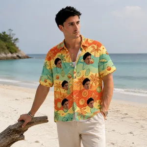 Tropical Sunset Beach Hawaiian Shirt - Personalized Face Hawaiian Shirt