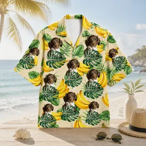 Personalized Custom Photo Hawaiian Shirt Banana Monstera Tropical Summer Vacation Gift