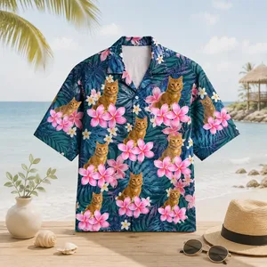 Personalized Custom Photo Hawaiian Shirt Plumeria Floral Tropical Summer Gift
