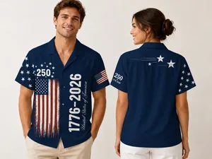 250 Years We The People Hawaiian Shirt 1776-2026, Patriotic USA Flag AOP Hawaii Shirt, 4th of July Gift, Adult