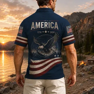 USA 250th Anniversary Patriotic Golf Polo Shirt, USA Flag Semiquincentennial AOP Polo Shirt