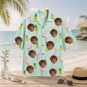 Personalized Custom Face Hawaiian Shirt Pineapple Flamingo Tropical Summer Gift
