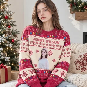 Personalized Christmas Sweatshirt with Photo Custom Holiday Sweater