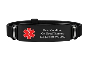 Emergency Medical Alert Band - Personalized Wristband Bracelet
