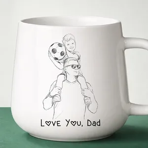 Custom Photo Pencil Sketch Best Dad Ever Dad Family Gift - Personalized Tapered Mug