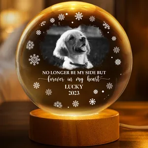 Custom Photo Forever Loved Memorial Dog Cat - Personalized Crystal Globe Lamp