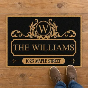 Custom Family Name Door Mat, Personalized Address Welcome Mat, Christmas Front Door Decor, Housewarming Gift, Custom Home Entryway Mat