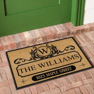 Custom Family Name Door Mat, Personalized Address Welcome Mat, Christmas Front Door Decor, Housewarming Gift, Custom Home Entryway Mat