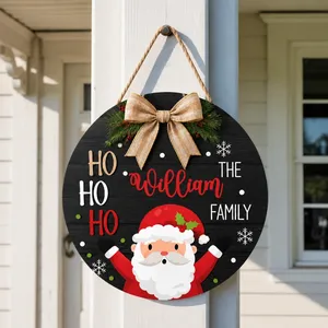 Santa’s Family Roll Call Door Sign – Personalized Last Name Christmas Door Hanger, Whimsical Holiday Front Porch Decor