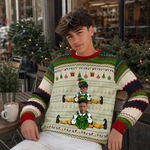 Personalized Elf Winter Sweater - Custom Face Christmas Sweater, Multiple Characters Gift