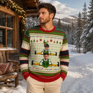 Personalized Elf Winter Sweater - Custom Face Christmas Sweater, Multiple Characters Gift