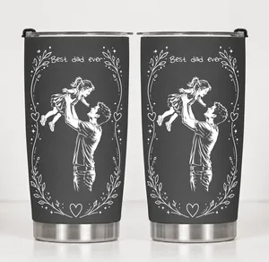 Custom Photo Sketch Art Father's Day Gift For Dad, Husband, Grandpa - Personalized Tumbler Cup