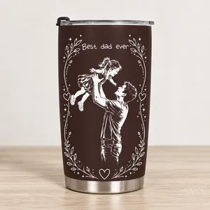 Custom Photo Sketch Art Father's Day Gift For Dad, Husband, Grandpa - Personalized Tumbler Cup