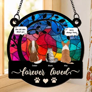 Forever Loved Memorial Pet - Personalized Window Hanging Suncatcher Ornament