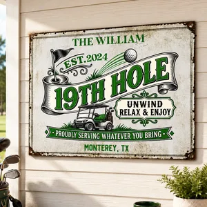 Personalized Golf 19th Hole Proudly Customized Classic Metal Signs