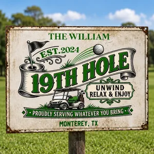 Personalized Golf 19th Hole Proudly Customized Classic Metal Signs