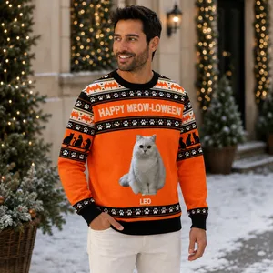 Personalized Spooky Halloween Sweater Custom Portrait and Name Gift
