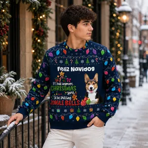 Feliz Navidad Dog Christmas Sweatshirt - Custom Pet Portrait Christmas Sweater