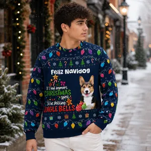 Feliz Navidad Dog Christmas Sweatshirt - Custom Pet Portrait Christmas Sweater