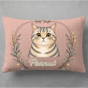 Custom Pet Portrait Watercolor Woven Pillow - Personalized Pillow Cover