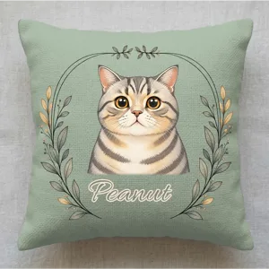 Custom Pet Portrait Watercolor Woven Pillow - Personalized Pillow Cover