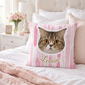 Custom Pet Portrait Dog Lover Cat Lover Gift - Personalized Photo Pillow (Insert Included)