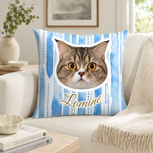 Custom Pet Portrait Dog Lover Cat Lover Gift - Personalized Photo Pillow (Insert Included)