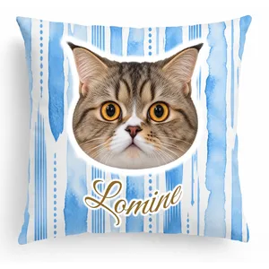 Custom Pet Portrait Dog Lover Cat Lover Gift - Personalized Photo Pillow (Insert Included)
