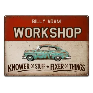 Custom Photo Garage Workshop Man Cave Knower Of Stuff Fixer Of Things - Personalized Classic Metal Signs