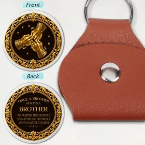 3D Metal Effect Once A Brother Always A Brother - Personalized Leather Pocket Hug