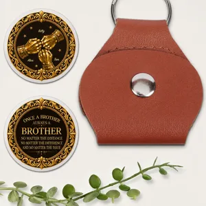 3D Metal Effect Once A Brother Always A Brother - Personalized Leather Pocket Hug