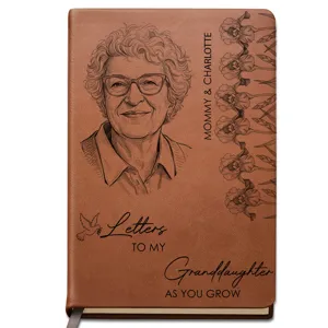 Custom Photo Pencil Sketch Birth Month Flowers Letters To My Daughter And Son - Personalizd Leather Journal