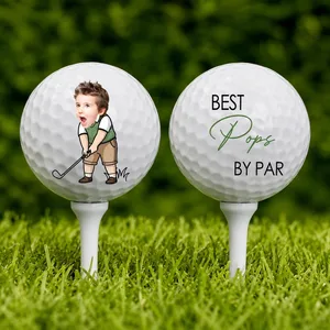 Custom Photo Best Daddy By Par Cartoon Kid - Personalized Golf Ball