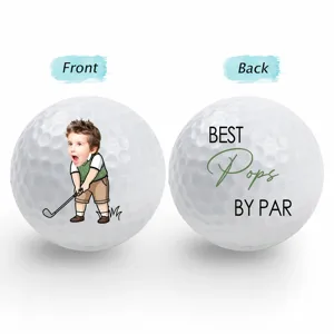 Custom Photo Best Daddy By Par Cartoon Kid - Personalized Golf Ball