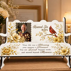 Custom Photo Your Life Was A Blessing - Memorial Gift For Family, Friends, Siblings - Personalized Memorial Bench