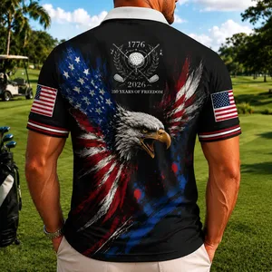 250 Years of American Patriotic Golf Polo Shirt, USA Flag 250th Anniversary AOP Polo Shirt