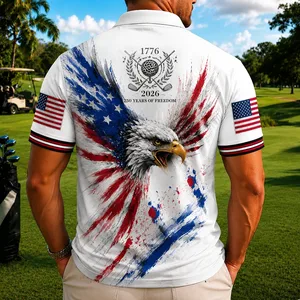 250 Years of American Patriotic Golf Polo Shirt, USA Flag 250th Anniversary AOP Polo Shirt
